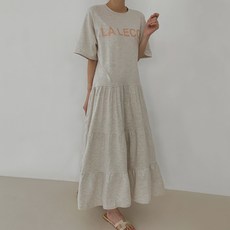 바블링브룩 여성용 루즈핏 반팔 레터링 캉캉 롱 원피스
