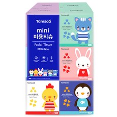 탐사 미니 미용티슈 250매, 12개입, 1팩