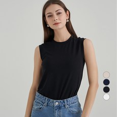 AFINAR 찰랑 레이온 민소매 라운드넥 티셔츠