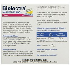 독일직구 바이오렉트라 마그네슘 300mg 레몬맛 다이렉트 분말스틱 20포 Biolectra 추가사은품 증정