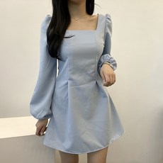 VANANA2 국내생산 러블리 여성 스퀘어넥 플레어 원피스