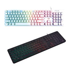 엑토 레트로 레인보우 LED 유선 키보드, KBD-56, 화이트, 일반형