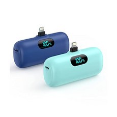 Feob [2 팩] 미니 휴대용 충전기 5000mAh 초소형 15W PD 고속 충전 전원, Blue+Green