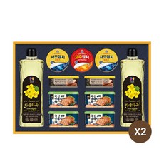 목우촌 햄 2종(돔베 생돼지) 사조참치 통조림 식용유 LG 맛있는 햄복합 54호 설 선물세트, 2개