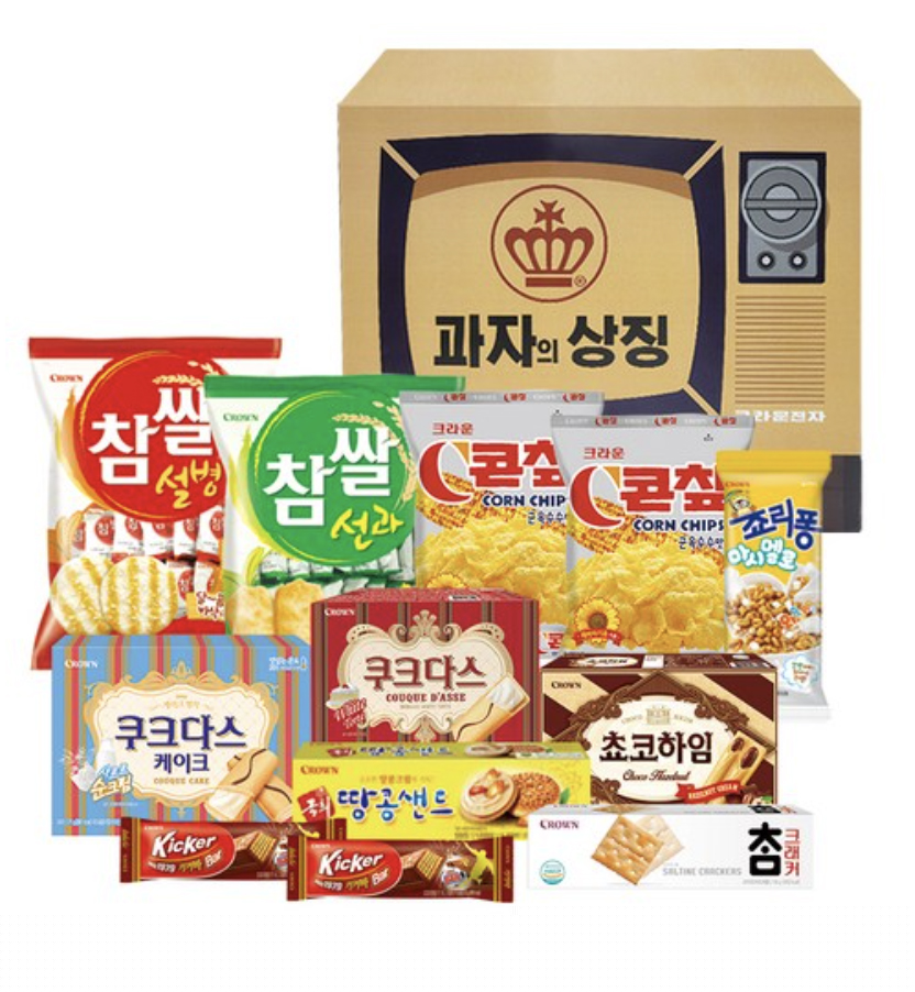크라운 레트로 tv 과자세트, 10종, 1세트