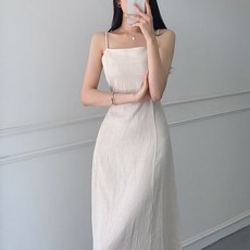 [랜덤플레이]끈나시 민소매 허리 슬림 롱 원피스