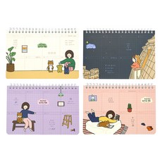 핑크풋 2500 보리 위클리 플래너 4종 세트, ivory, pink, purple, navy