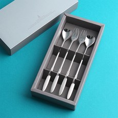 인스푼 엔젤하트 4P 롱티스푼 콤비 이니셜답례품 돌잔치답례품, 인쇄함,골드