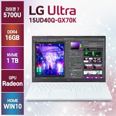 [무선마우스 증정] LG 울트라PC 15UD40Q-GX70K 15인치 노트북, 화이트, GX70K, 라이젠7, 1TB, 16GB, WIN10 Home