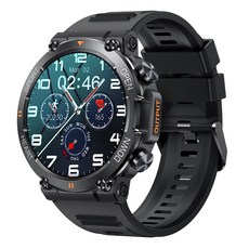 RichMagic K56PRO 1.39인치 아웃도어 방진 스마트워치 블루투스통화 혈압/혈중 산소/혈당/심박수 측정 GPS IP68 방수 스포츠워치 47mm, 블랙