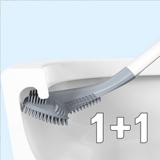 1+1 리빙스튜디오 변기 청소솔 실리콘 골프채 변기 브러쉬, 블랙+블랙