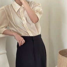 (s)브론즈 프롬슈 핀턱 블라우스