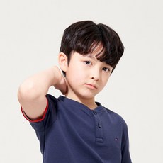 타미힐피거 라인 배색 헨리넥 티셔츠 (T42C1KKT700BT1C87)