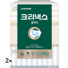 크리넥스 클래식 천연펄프 미용티슈 2겹 200매, 3개입, 2팩