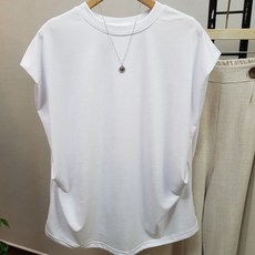 상상그이상 여성용 베이직 레이온 날개 셔링 캡소매 나시티 민소매 무지 여성티셔츠