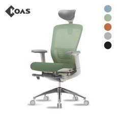 [코아스]에르체 메쉬의자 헤드 (그린) OSCH0800HAA, 등판 오렌지+좌방석 인조가죽