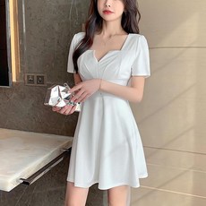 마더브띠 여성용 섹시 스퀘어넥 A라인 플레어 미니 원피스