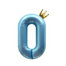 이자벨홈 생일파티 왕관 숫자 풍선 0 초대형, 블루, 1개