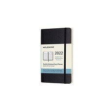 Moleskine 클래식 12개월 2022 주간 플래너 소프트 커버 포켓 (8.9 x 14cm) 블랙 몰스킨 [관부가세 포함가], Black, Black