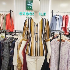 크로커다일레이디 샤트렌 고급스런 레이온/마 소재 스트라이프 라인 배색 블라우스형 자켓 뉴코아 인천점