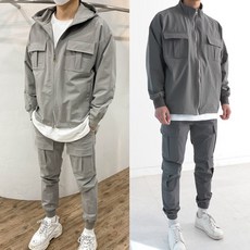 남자 스판 바람막이 집업 자켓 조거팬츠 아노락 빅사이즈 셋업 트레이닝세트 [상/하의 개별판매]