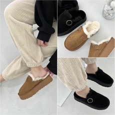 벨티드 통굽 어그 퍼 털 슬리퍼 슈즈 굽5cm