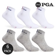PGA 골프 스포츠 남성 넥배색 바닥패턴 발목양말 6족세트 화이트 그레이, FREE, 6족세트_MX