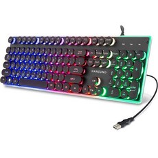 한성컴퓨터 RAINBOW 조약돌 유선키보드, 블랙, 일반형, MK200
