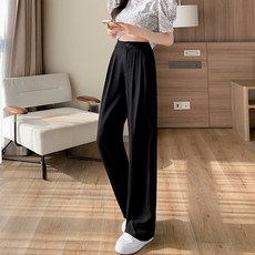 디어로라 여성용 링클 와이드 투턱 슬랙스