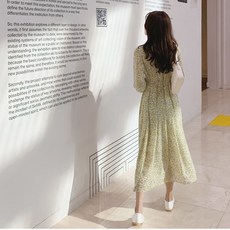 BLANC# 잔꽃무늬 쉬폰 롱 원피스