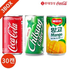코카콜라 칠성사이다 델몬트 망고 190ml 3종 90캔 세트, 1세트