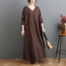 봄 여성 빅사이즈 마 린넨 롱원피스