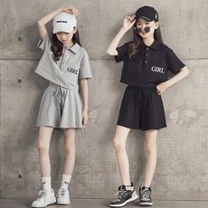 알럽베이비 주니어 반팔티+반바지 상하복 세트 아이돌 스타일 여아 치마바지 트레이닝 초등학생옷