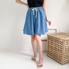 헤이진 면데님 A라인 밴딩 치마바지 A106