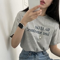 더보느 여성용 위올 모달 레터링 반팔 티셔츠