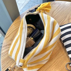 다온베뉴 캔버스 스트라이프 화장품 파우치 데일리 클러치백