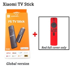Xiaomi mi tv 스틱 글로벌 안드로이드 9.0 tv fhd hdr 쿼드 코어 hdmi 호환 1gb + 8gb 블루투스 와이파이 구글 어시스턴트, hdmi-vga 어댑터, 레드 풀 커버 추가