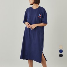 ELLE PARIS 여성 저지 프린트 반팔 원피스
