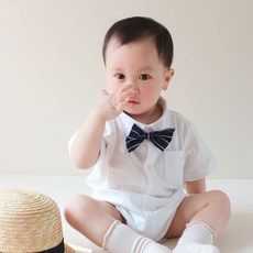 [당일발송]베스더스 아기 남아 정장슈트 반팔 보타이 셔츠 우주복 보타이 백일 돌 촬영룩