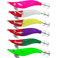 로얄피쉬 플래쉬 쉬림프 에기 8.5cm 6종 미끼 세트 RFS000523FSE, 혼합색상