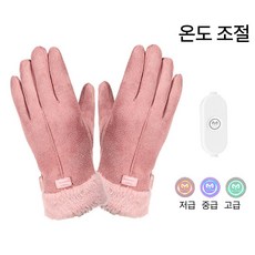 Zoomland 발열 장갑 겨울 usb 발열장갑 열선 방한 장갑 겨울 오토바이 자전거 등산 장갑 핑크색 여사, 온도조절판