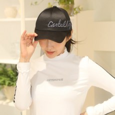 까스텔바작 여성 골프 리본 모자 쉬폰 실크 레터링 캡 CW701, CW701 캡 블랙