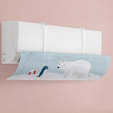 살림일기 무타공 무접착 벽걸이 에어컨 바람막이, 에어컨바람막이-스카이(북극곰)