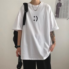 남성용 마켓 A 가로 스마일 반팔 티셔츠