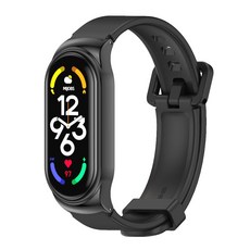 Mi Band 7 6 5 4 3 Mi Band 용 스트랩 실리콘 팔찌 6 Xiaomi Mi Band 용 스트랩 손목 벨트 5 팔찌 Mi band 7 Xiomi Pulseir, 검은색, 미 밴드 7