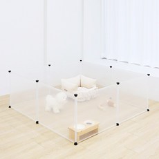 펫초이스 DIY 대형 투명 울타리 8p 세트, 블랙(연결 커넥터)