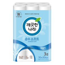 깨끗한나라 3겹 순수 소프트 화장지 30m, 30롤, 1팩