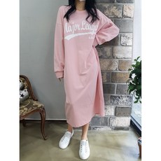 상상그이상 여성용 국내제작 간절기 메이저 원피스 빅사이즈 오버핏 면100 레터링 포인트 마실룩 홈웨어룩