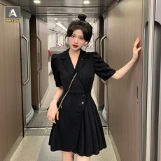 여름 반팔원피스 퍼프소매 플리츠 원피스 미니원피스 XY5920