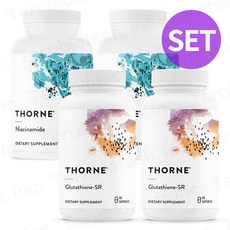 [쏜리서치 백설공주세트] Thorne 글루타치온 60캡슐 2병 + 나이아신아마이드 180캡슐 총4병, 60정